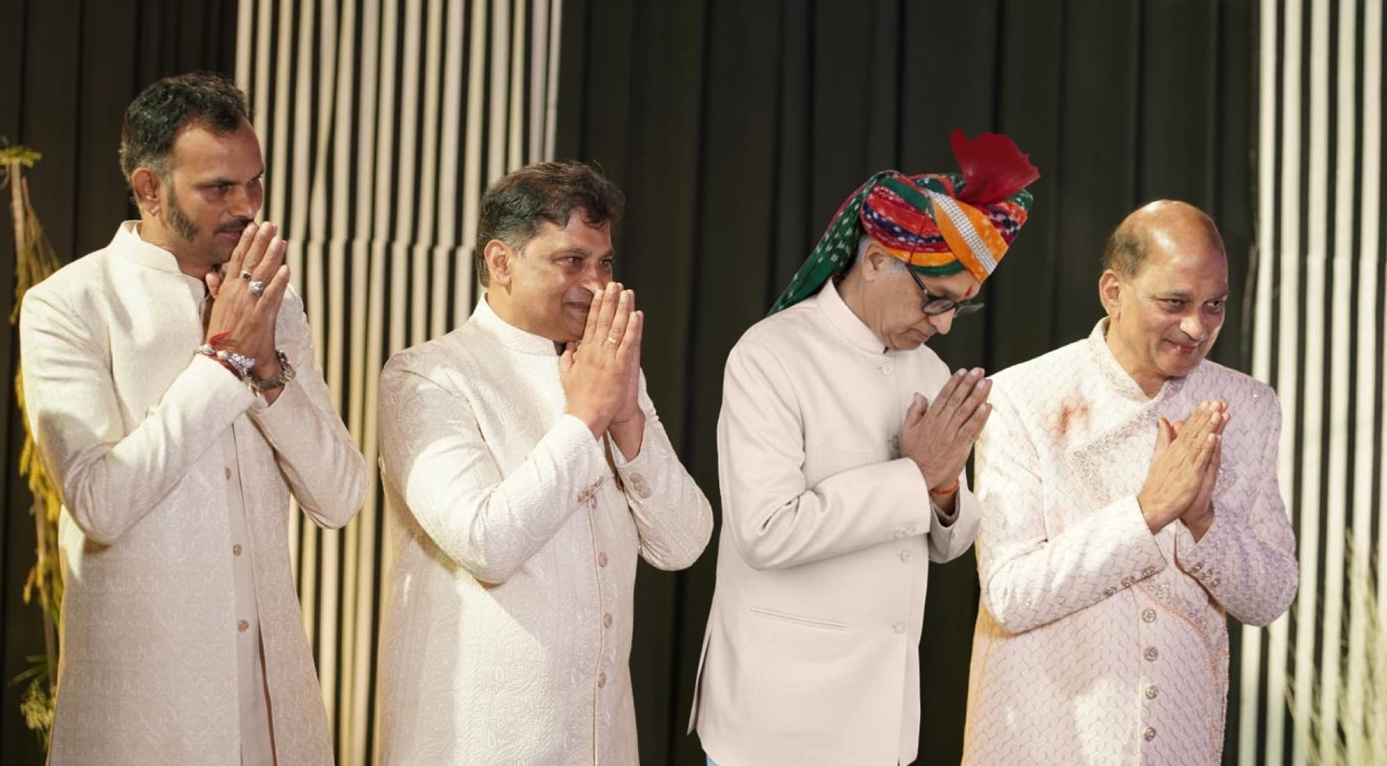 Members of the Manish Jewellers family greeting guests together
